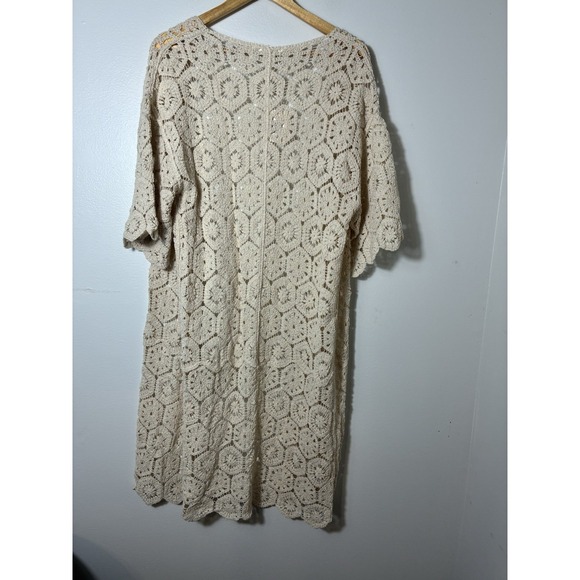 NEW!! Do everything in love Crochet Duster Open OS‎ Up To XL Ivory Boho Cotton - Picture 5 of 8